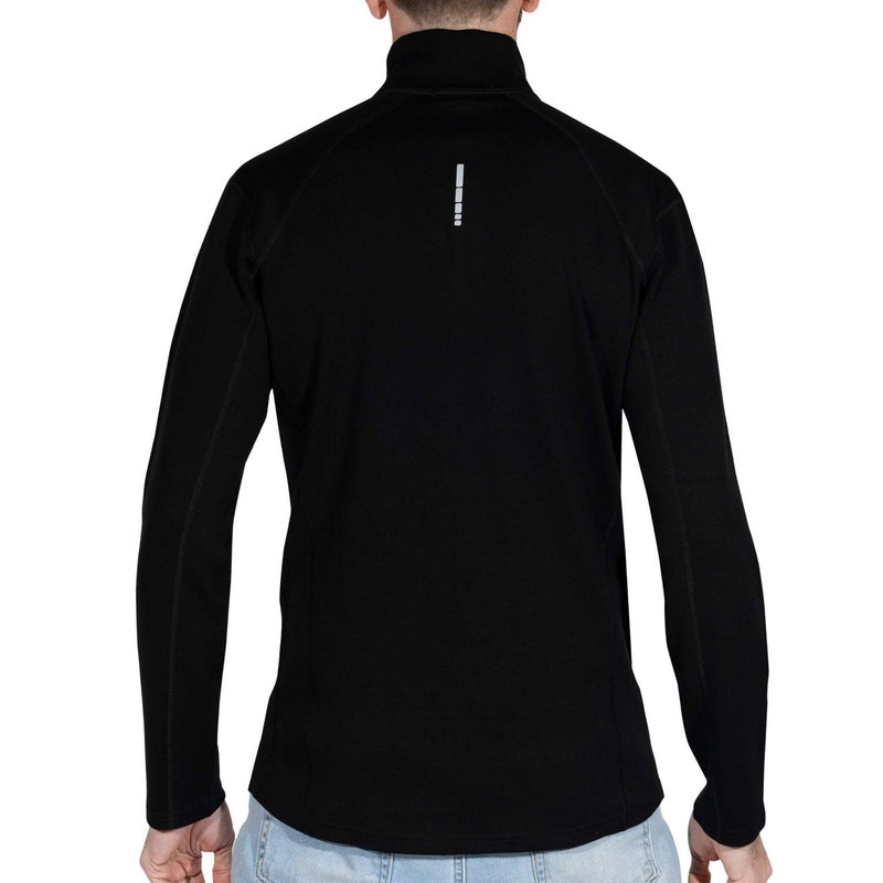 MERIWOOL Mens Base Layer 100% Merino Wool Heavyweight 400g Half Zip Sweater for Men Black - Image 2